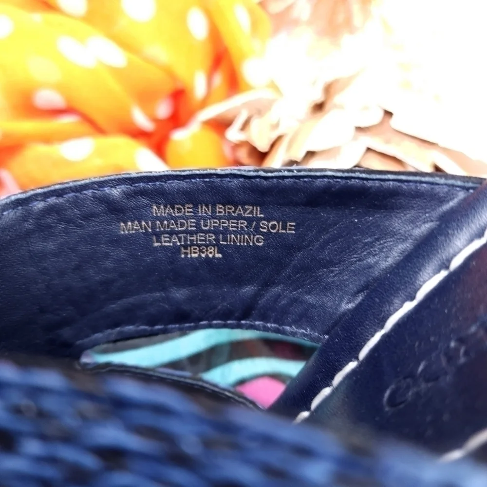 Bernardo Luxury Brand Blue Platform Wedge Sz 7m